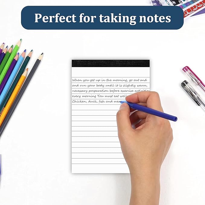 8 Pack Note Pads 4x6 Inch Paper of White Small Notepads for Work Study Lined Memo Pads Mini Pocket Notepad 4'' x 6'' Narrow Ruled Small Notebook Pads of Paper Refills for Office School Home Supplies