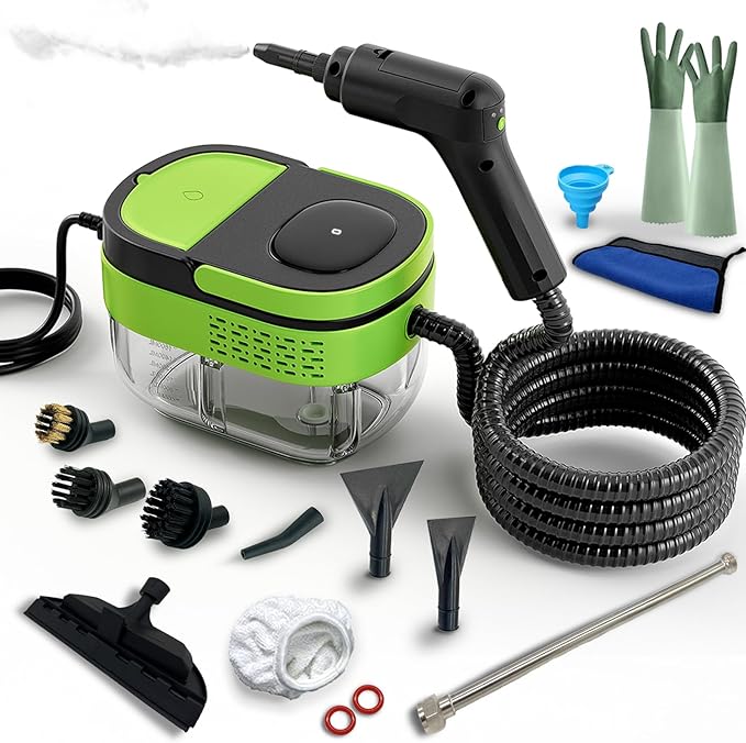 2500W Handheld Steam Cleaner,Portable Car Steamer For Auto Detailing,High-Temperature and Pressure Steam Cleaner For Home, Steam Cleaning Machine for Furniture,Kitchen,Grout,Floor,Tile (09-Green)