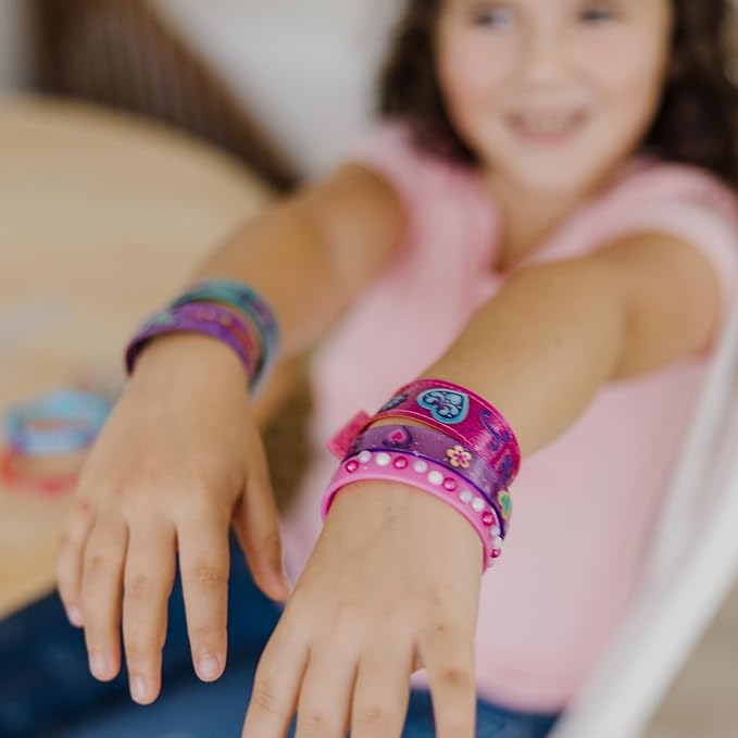Melissa & Doug Design-Your-Own Bracelets with 100+ Sparkle Gem & Glitter Stickers, Kids Snap Bracelets, Stickers & Jewelry Crafts, Preschool Toys for Girls & Boys Ages 4+