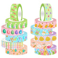 12 Rolls Summer Farm Washi Tape, Farm Animals Chicks Rabbits Masking Tape, Plaid Pattern Decorative Paper Stickers for Summer Holiday Scrapbook Journal DIY Crafts Gift Packing 16.4FT