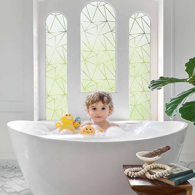 Coavas Window Privacy Film, Frosted Glass Static Cling, Decorative for Bathroom Door Covering, UV Blocking Window Cling, Non-Adhesive Vinyl Sticker, Day and Night Tint for Home, 35.4x78.7 Inch