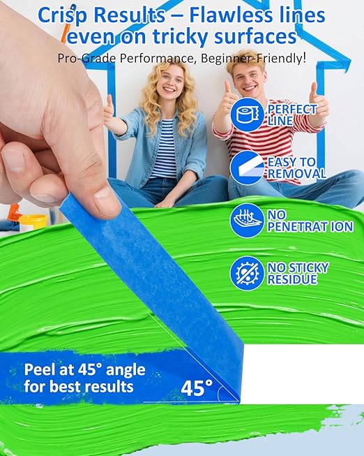 Re-Call Painters Tape 2 Inch Wide,24 Rolls Painting Tape,Blue Masking Tape 2 Inch 55 Yards,1320 Total Yards.