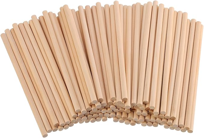 EBOOT 100 Pack Unfinished Natural Wood Craft 6 x 1/4 Inch Wooden Dowel Rods