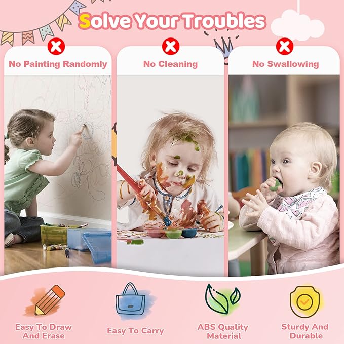 Kikidex Magnetic Drawing Board, Toddler Girl Toys for 1-2 Year Old, Doodle Board Pad Learning and Educational Toys for 1 2 3 Year Old Baby Kids Birthday Gift(Soft Pink)