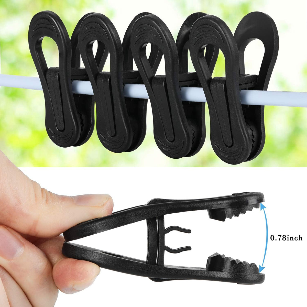 Tinfol Black Plastic Hanger Clips, 24PC Strong Pinch Grip Coat Clips for Skirt Pant Hangers, Multi-Purpose Clothes Hanger Clip for Rounded Hangers