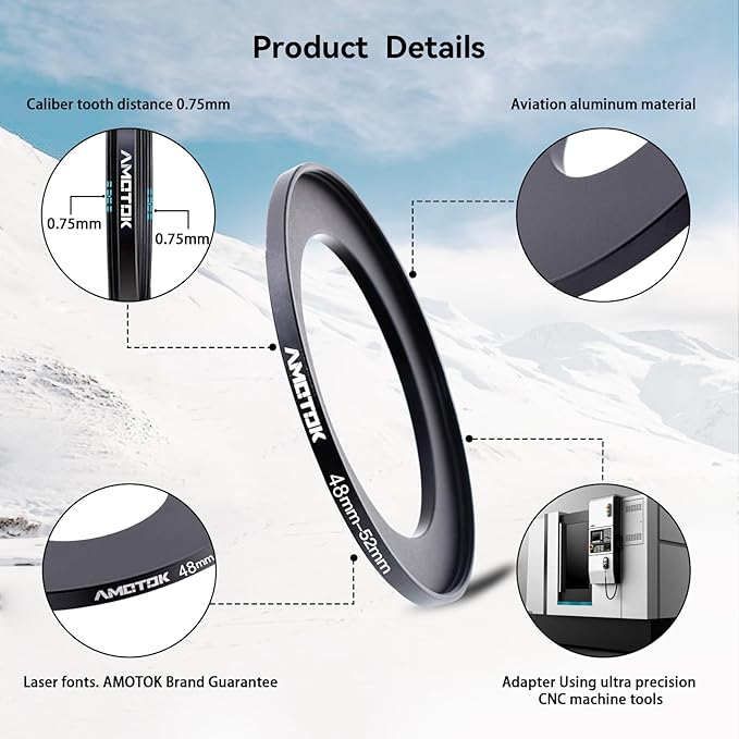 48mm Lens to 52mm Camera Lens Adapter,48mm to 52mm Filter Step up Ring Adapter Ring,Compatible All 52mm Filter Accessory