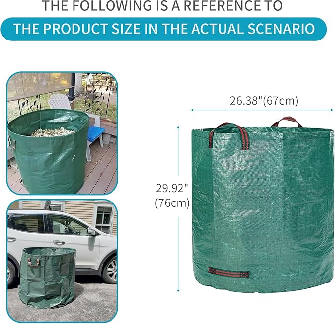 NATUREZA reusable yard waste bags,3 pack 72 Gallons leaf bags,Heavy Duty Garden Bags,Storage Bag,Patio Bag,Laundry Container,lawn and leaf bags