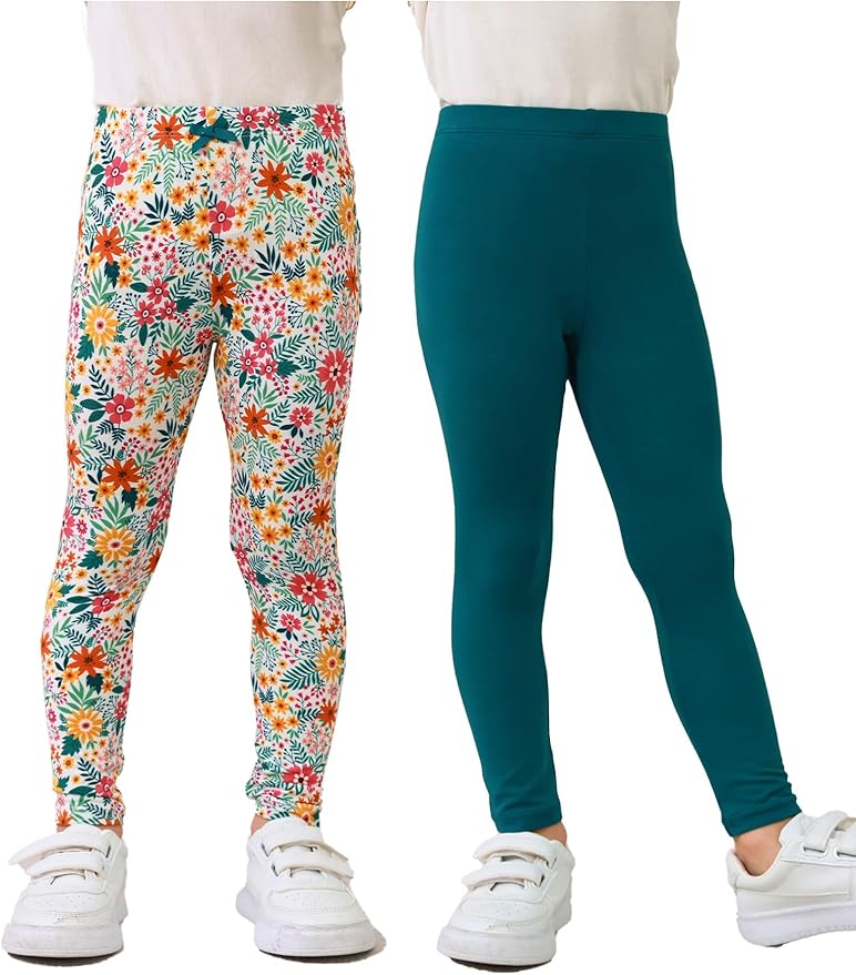 Toddler Girls Leggings 2-Pack Bamboo Viscose Little Girls Casual Stretch Pants