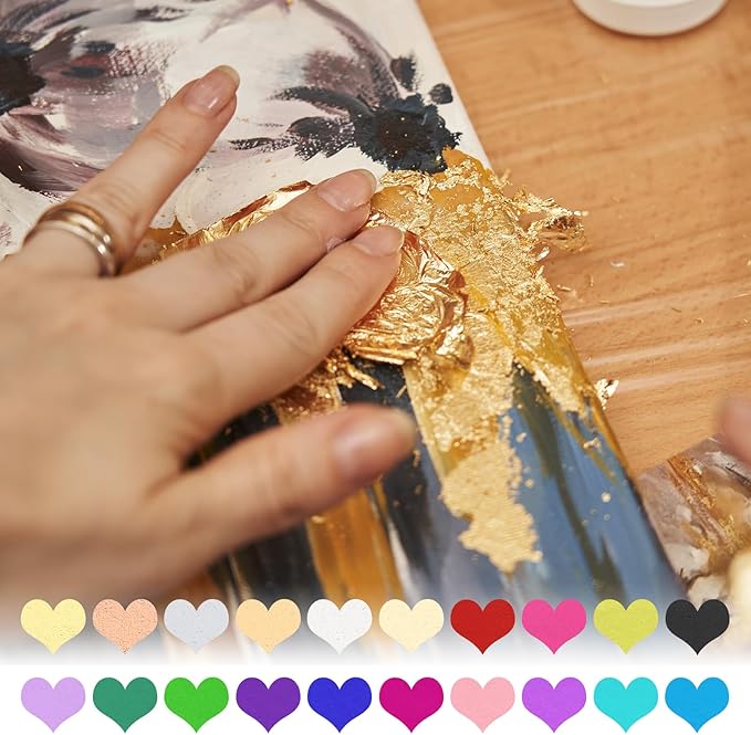 PATIKIL Gold Leaf Sheets for Art 3.7" x 3.4", 100 Pcs Gold Foil Sheet Metallic Leaf Papers for DIY Crafts Resin Furniture Nails Paintings Home Decoration, Light Pink