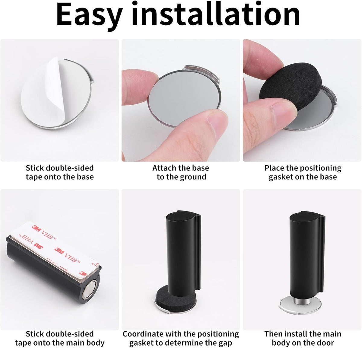 Magnetic Door Stoppers Black WYGWP Stainless Steel No Drilling Wedge Stops Heavy Duty Catch Holder to Keep Doors Open