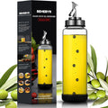 Glass Olive Oil Dispenser Bottle for Kitchen Shatterproof & Leakproof Cooking Oil Dispenser with Stainless Steel Spout & Rubber Bottom 17 oz Heat Resistant Olive Oil Bottle