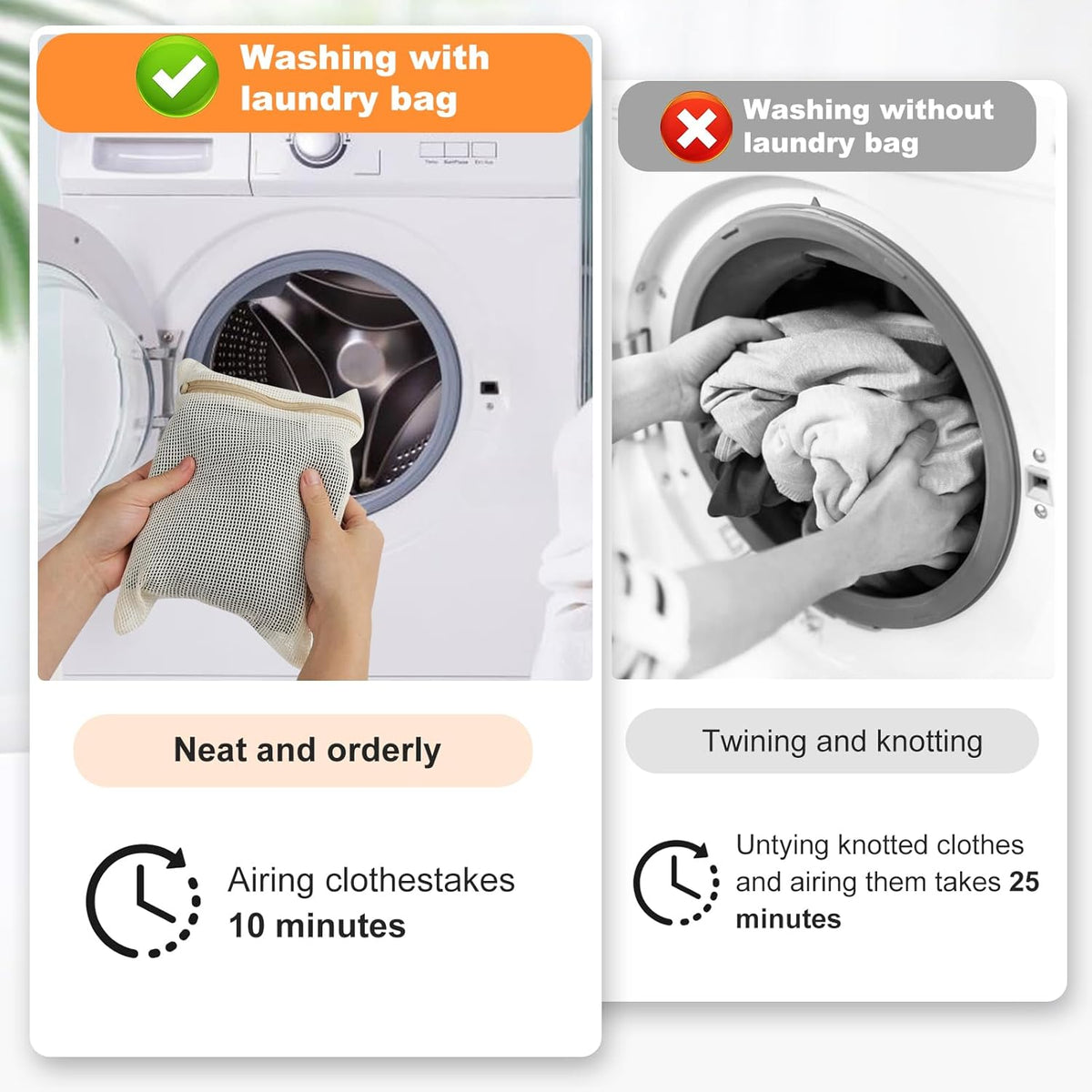 4 Piece Small, Durable Organic Cotton Mesh Laundry Bag with Strong Zipper and Breathable Mesh, Delicate Laundry Bag for Underwear, Clothes, Pants and Socks