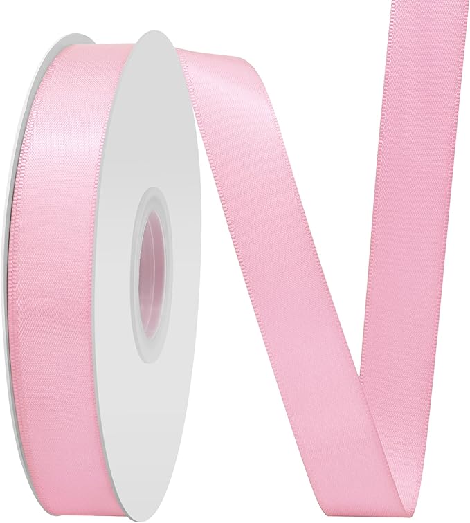 Pearl Pink Satin Ribbon 3/4" X 50 Yards Solid Color Double Faced Ribbons Perfect for Crafts Wedding Decor Bow Making Arts Sewing and More