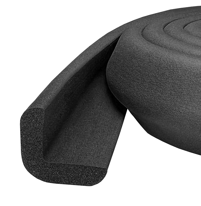 Kidkusion Baby Proof Edge Guards for Safety | Made in The USA | 28 Feet | Black | Edge Protectors for Furniture, Tables, Fireplaces | Heavy Duty Tape Included