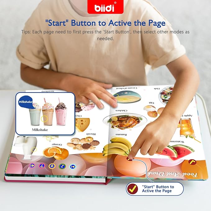 Interactive Sound Book for Kids Children,English Words Talking Book Activity for Toddler Age 3-5,Educational Learning Travel Toys for Boys Girls Birthday Gift 3 4 5 6 Year Old,Sensory Autism Toy