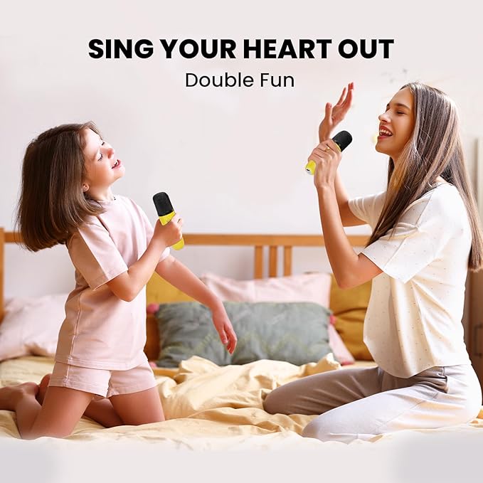 IROO Mini Karaoke Machine for Kids, 2025 TOP Toys Birthday Gifts Ideas for Girls Ages 4, 5, 6, 7, 8, 9, 10, 12+ Years Old, Portable MP3 Player with 2 Wireless Mics for Party