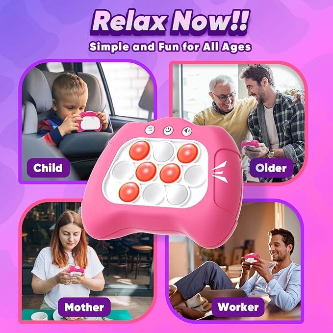 Handheld Game Toy for Kids Age 6-12, Sensory Fidget Toys for Kids 8-12, Birthday Gifts for 6 7 8 9 Year Old Girls & Boys & Teens -Dark Pink