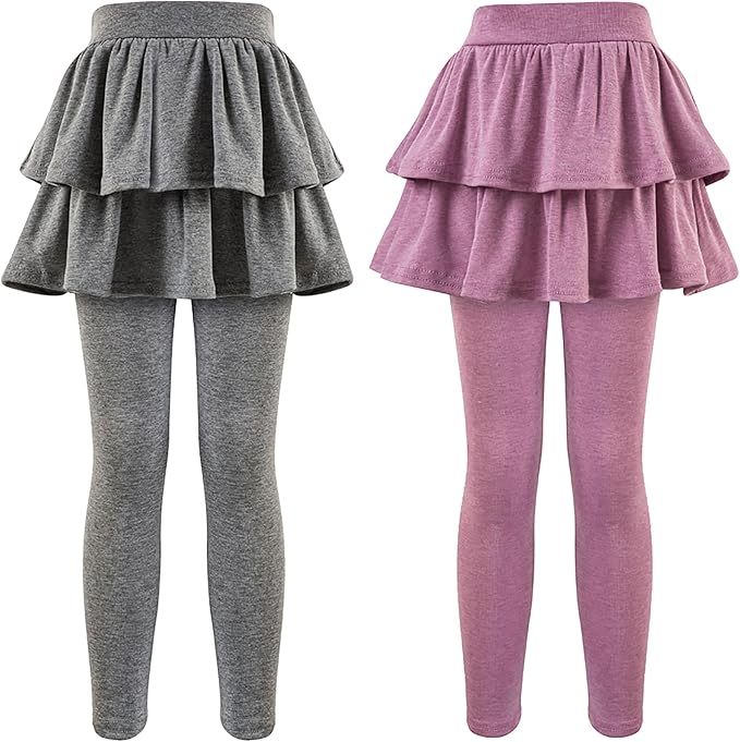 Girls School Uniform Pants Leggings with Skirts Stretch Warm Jegging 4-12 Years