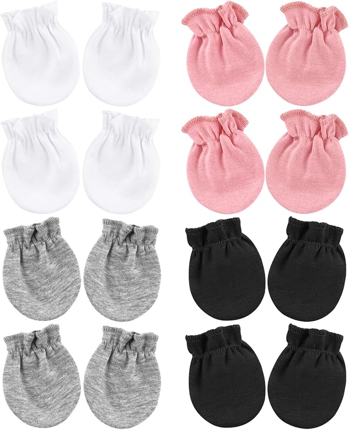 BQUBO Newborn Infant Toddler Mittens No Scratch Cotton Elastic Wrist Gloves Hypoallergenic for 0-6 Months Baby Boys Girls