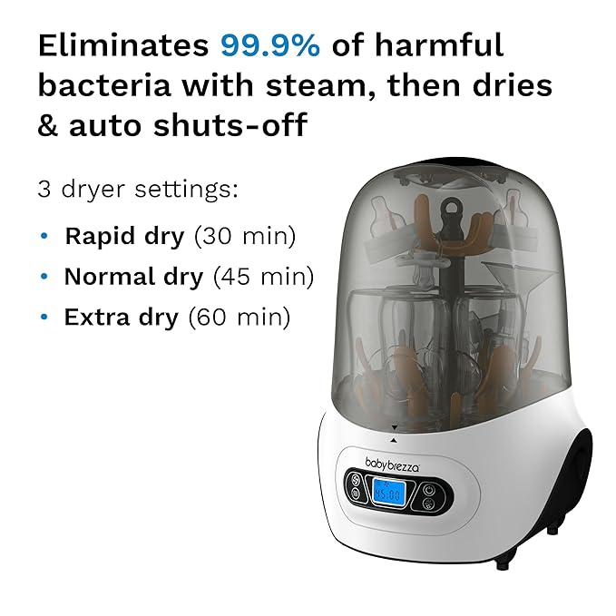 Baby Brezza Baby Bottle Sterilizer and Dryer Machine – Electric Steam Sterilization - Universal Fit - Pacifiers, Glass, Plastic, and Newborn Feeding Bottles