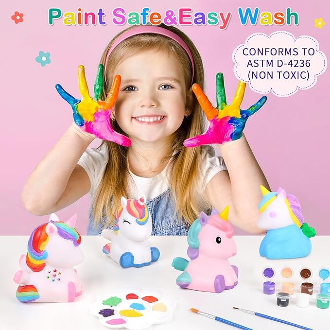 dededa 2Pcs Paint Your Own Unicorn Night Light Art Kit, Arts and Crafts for Kids Ages 4-8,Unicorn Toys Unicorns Gifts for Girls Ages 6-8 Painting Kit for Kids 4 5 6 7 8 9 10 11 12+
