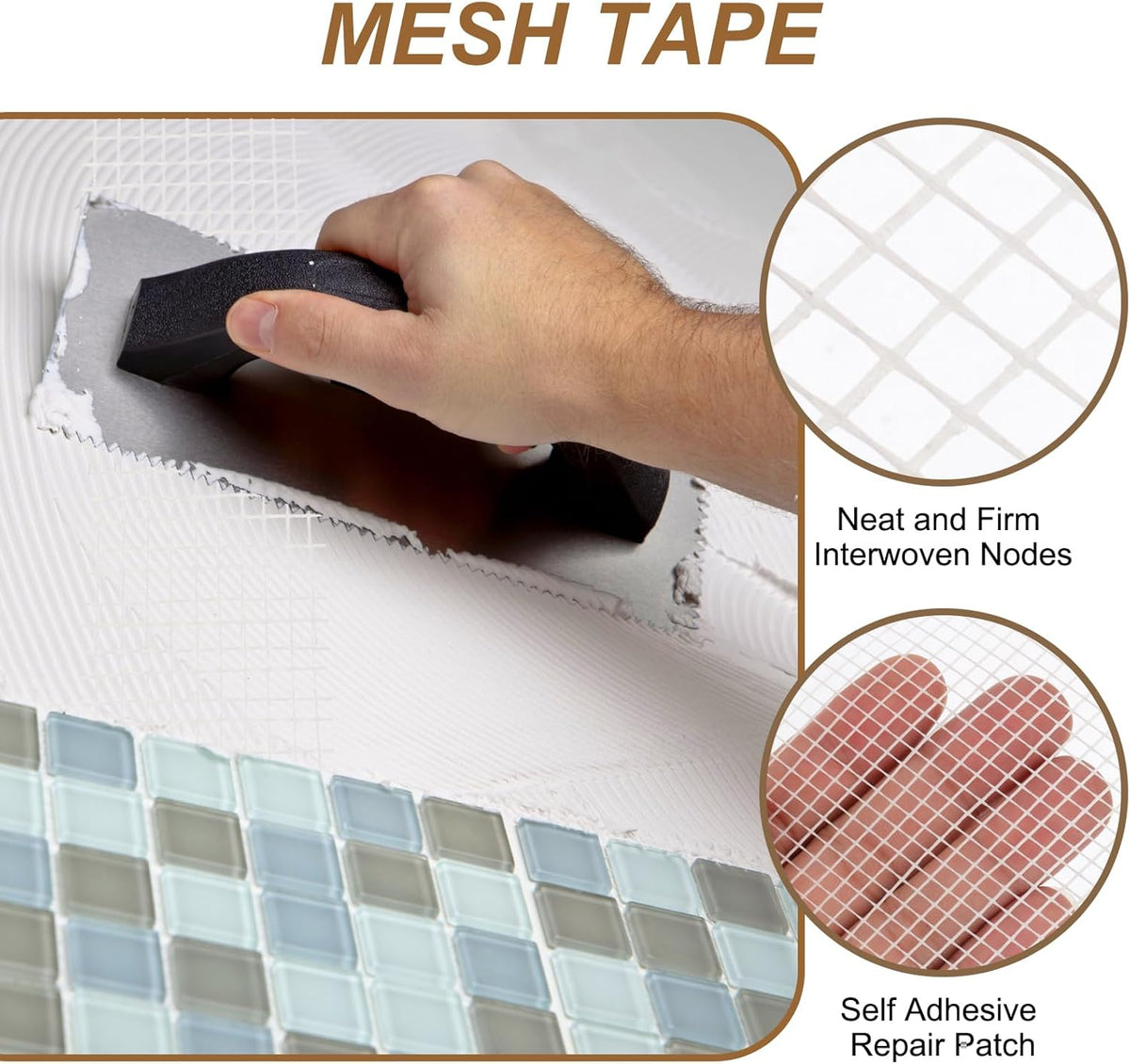 PATIKIL Drywall Repair Mesh Tape, 8 inch x 164 ft Fiberglass Repair Patch Self-Adhesive Dry Wall Joint Tape 12 Mesh Wall Hole Crack and Seam Patch, White