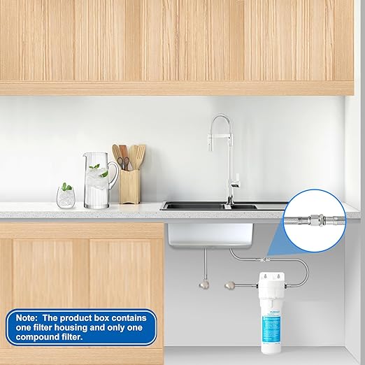 Under Sink Water Filter System - Fast Flow Under Counter Water Filter Direct Connect to Kitchen Faucet,10" Universal Replacement Filter(Lower Cost),Highly Effective Reduces Chlorine,Bad Taste&Odor