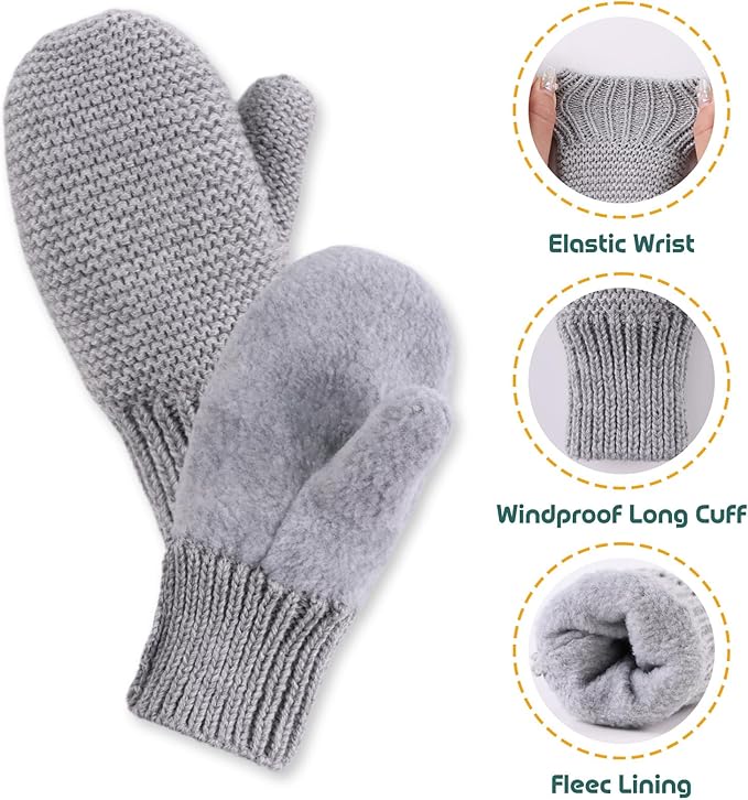Basic Winter Baby Beanie Gloves Boys Girls Knitted Hat Pompom Kids Earflap Hats Warm Infant Toddler Beanie Mittens Set