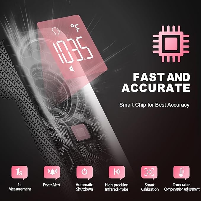 No-Touch Thermometer for Adults and Kids, Digital Accurate Baby Thermometer with Fever Alarm, 1 Second Fast Result, Easy to use, 2 in 1 Mode