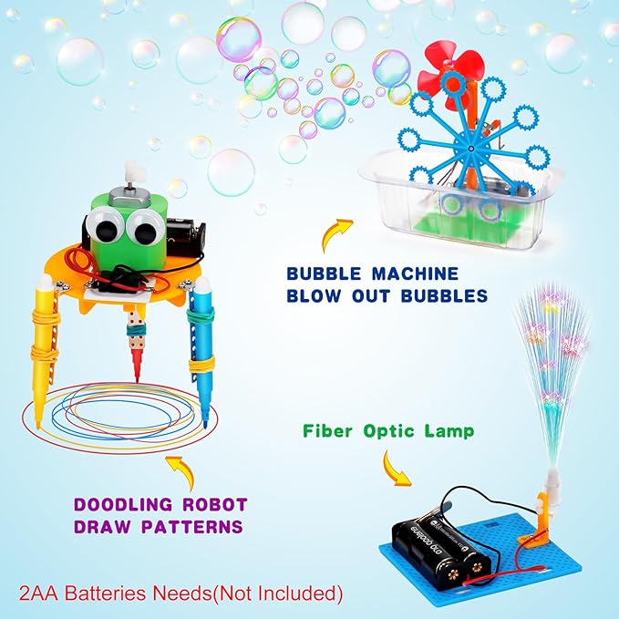 STEM Robotics Kit 6 Set Science Experiments Project Activities Toys for Kids 6-8 8-12 Engineering Building Electronic Motor Robot Kid Craft Boy Girl 5+ 6 7 8 9 10 12 Year Old Gift Summer Outdoor Toy