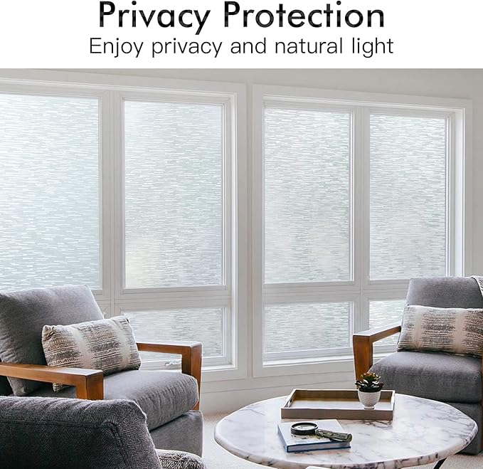 Haton Window Privacy Film, Frosted Glass Static Cling Sun Heat Blocking Window Clings, Frosting Opaque Coverings, Vinyl Removable Stickers Tint for Home Door Office, Non Adhesive 17.5" x 118.1"