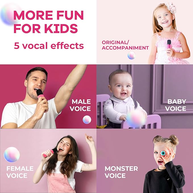 YLL Mini Karaoke Machine for Kids Toys, Portable Bluetooth Speaker with 2 Wireless Microphones, Birthday Gifts for Girls 3, 4, 5, 6, 7, 8, 9, 10, 11, 12+ Years Old Toddler Teens (Hotpink)