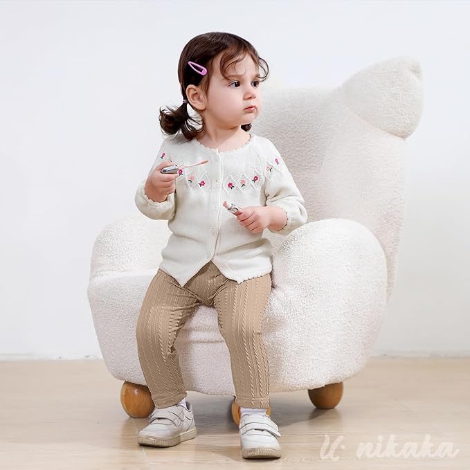 U·nikaka Toddler Baby Girls Pants Ribbed Infant Pants Leggings Toddler Baby Girl Bottoms Leggings 2 Packs