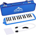 EastRock 32 Key Melodica Instrument Keyboard Soprano Piano Style with Mouthpiece Tube Sets and Carrying Bag for Beginners Adults Gift Blue