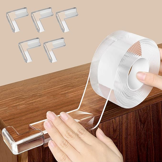 1.57 in x 16.4 FT,Edge Corner Protector Baby Proofing with 6 Corners,Soft Clear Furniture Table Corner Guard & Edge Safety Cabinet Door Bumper,Crib Bumpers,Wall Protector