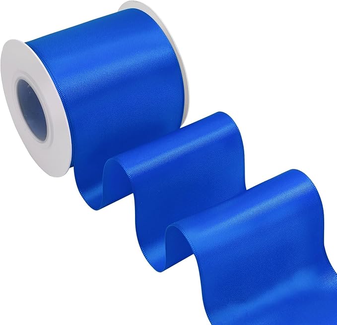 Royal Blue Satin Ribbon 3 Inch X 15 Yards Solid Color Double Faced Ribbons Perfect for Crafts Wedding Decor Bow Making Arts Sewing and More