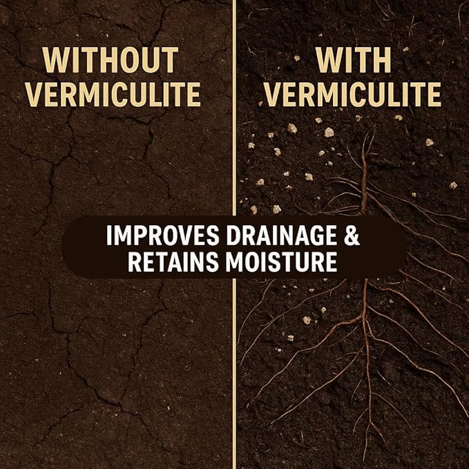 Horticultural Organic Vermiculite for Plants - Medium Grade - Natural Soil Additive for Gardening, Houseplants, Mushrooms, Potted Plants, Hydroponics, Terrariums (10 Quart)