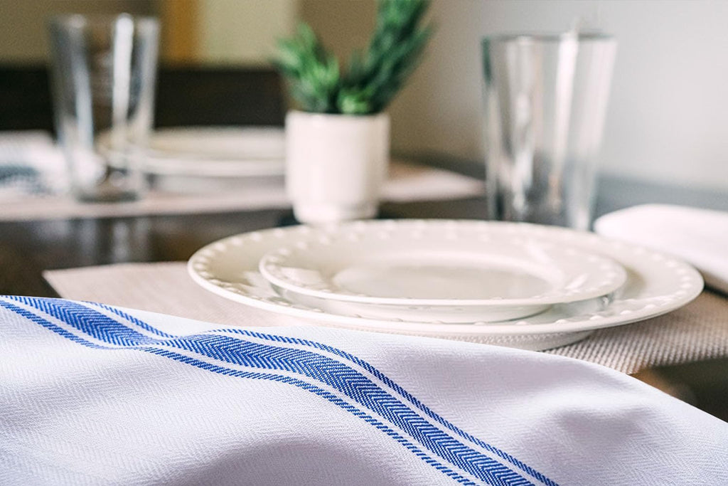 Dish Towels Set (Value Pack of 45) Size 15x25 Inch, 100% Cotton Soft & Absorbent Linen Kitchen Towels, Tea Towels, Reusable Cleaning Cloths for Household Cleaning (Blue)