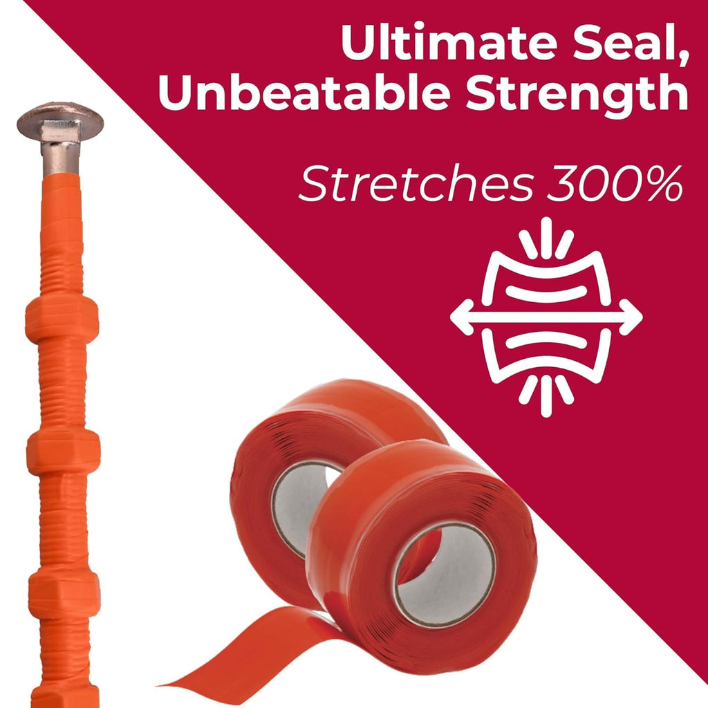 X-Treme Tape MOCAP Heavy Duty Electrical Tape, Self-Fusing Silicone Rubber, Waterproof & Insulating Flexible Tape, Electrical for Hose, Automotive, Outdoor & Repairs - 1" x 10ft Roll - Orange