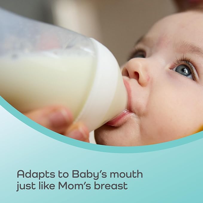 NUK Perfect Match 2-in-1 Natural and Anti-Colic Bottle with Medium Flow, Wide, Adaptable Nipple, 8oz., 4 Pack, BPA Free
