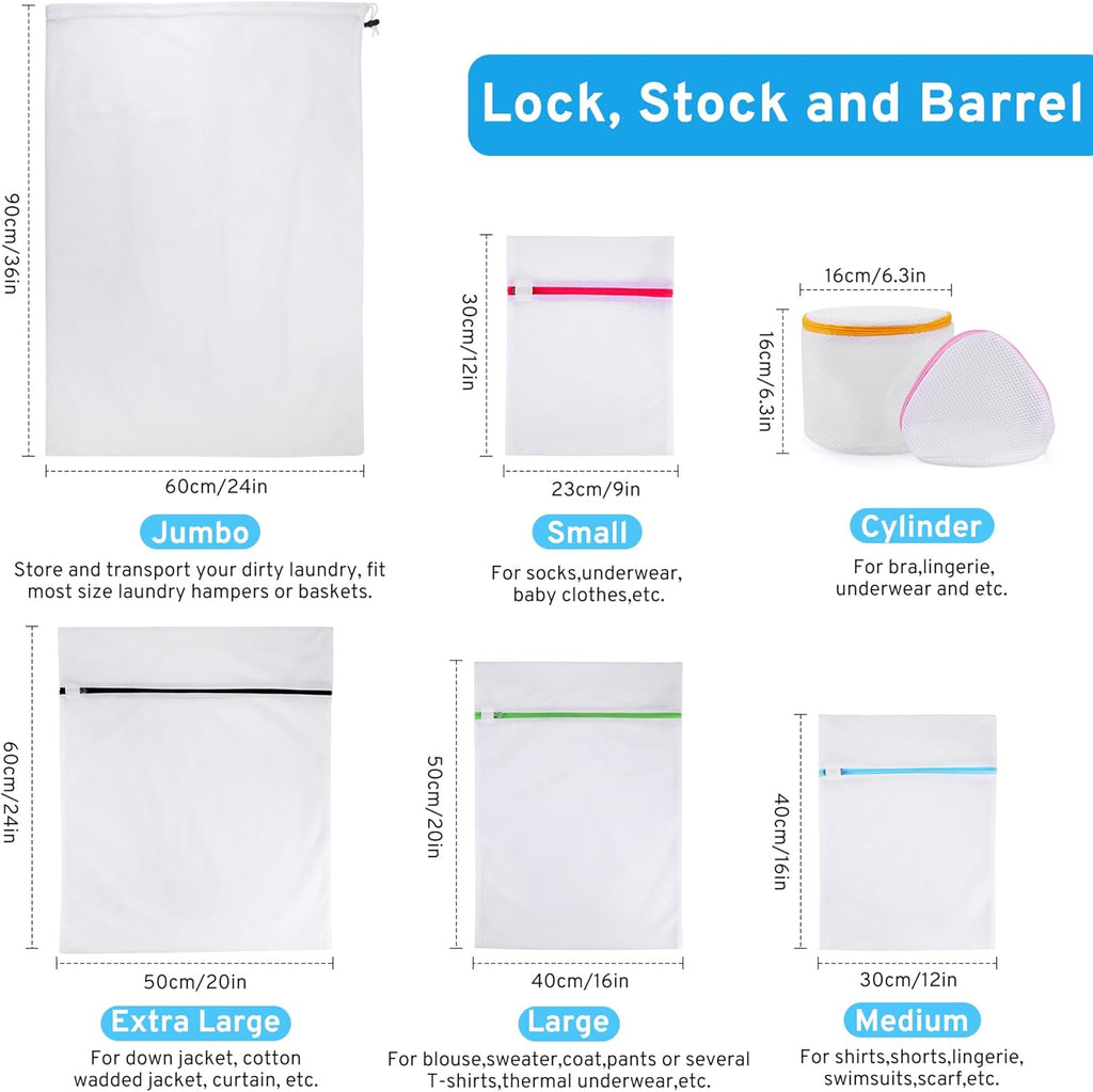 7 Pcs 7 Size Mesh Laundry Bags for Delicates with Premium Zipper, Lingerie Bags for Washing Delicates, Travel Storage Organize Bag, Clothing Washing Bags for Curtain, Blouse, Bra, Hosiery, Underwear