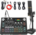 RHM Podcast Equipment Bundle with 48V Phantom Power & Condenser Microphone, 4 Customized Soundpads, 12 Preset Sound Effects, 4 Voice Changing Modes & LCD Display, for PC/Phone/Live Streaming