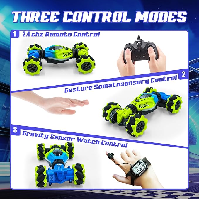Gesture RC Car for Boys Girls 6-12 Year 4WD Remote Control Car 360° Rotate Off-Road Drift Hand Controlled Twist Cars with Light Music for Kids Toy Birthday Xmas Gift