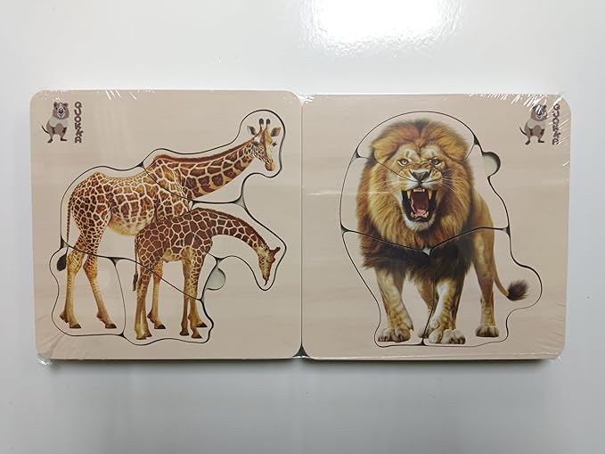 QUOKKA Realistic Wooden Puzzles for Toddlers 1-3 Year Old - 5,9 x5,9 Inches Kids Puzzles Ages 2-4 - Safari Montessori Toddler Toys - Motor Skills Games Gifts for Boys and Girls
