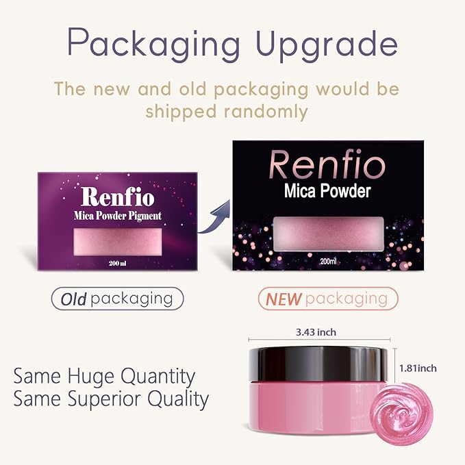 Renfio 100g Mica Powder Pigment, Metallic Natural Dye Mineral Pearl Shimmer Epoxy Resin Dye for Painting Soap Making Slime Bath Bombs 3.5 Oz - Light Gold