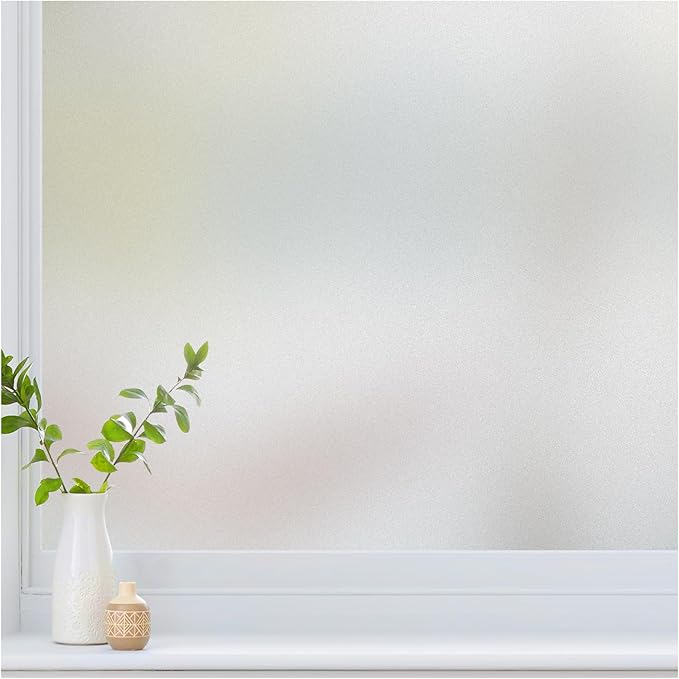 Haton Window Privacy Film Frosted Glass for Bathroom, Static Cling UV Sun Blocking Window Clings, Opaque Decorative Coverings Removable Sticker Heat Control Tint for Home Door, Pure 23.6" x 118.1"