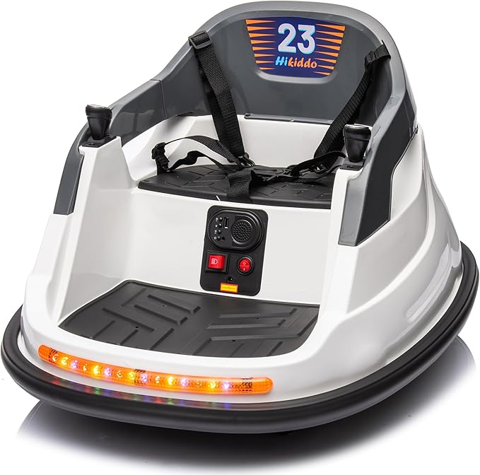 12V Kids Bumper Car, Electric Baby Bumper Car for Toddlers with Remote Control, 3 Speeds - White