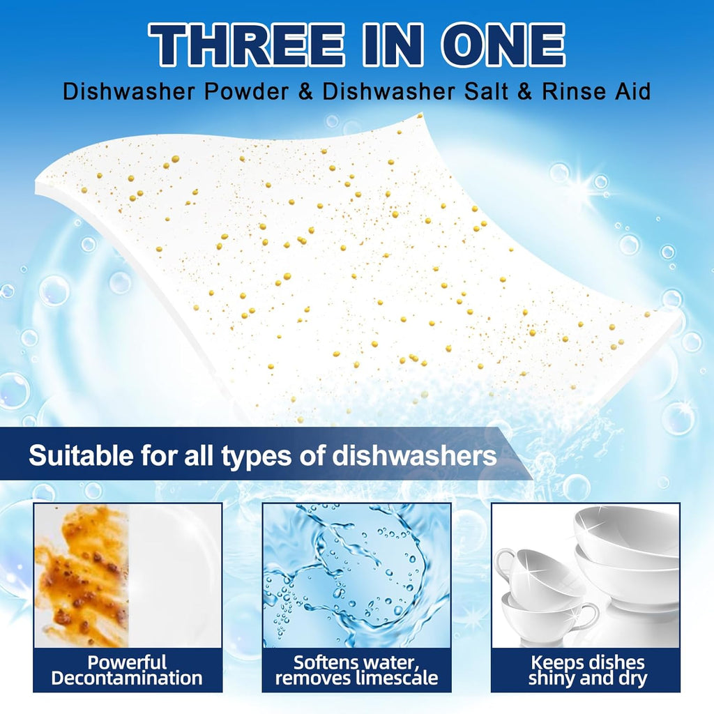 Eco Dishwasher Detergent Sheets Up To 160 Loads, Unscented Plastic Free Dishwashing Soap Strips With High Efficient Solid Enzyme, Leaving Dishes Sparkling Clean