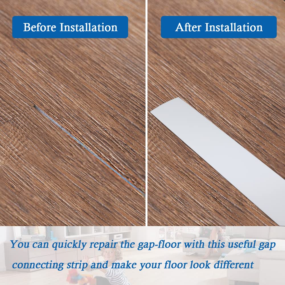 Floor Transition Strip Self Adhesive Floor Cover Strips Laminate 2" Wide Vinyl Flat Divider Transitions (5cm, 10Ft, White)