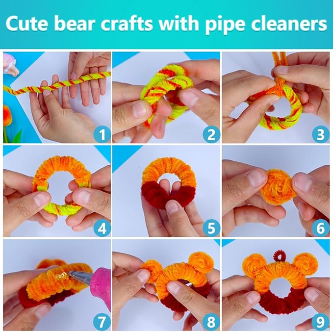 Iooleem 200pcs Purple Pipe Cleaners, Chenille Stems, DIY Crafts, Art and Craft Supplies.